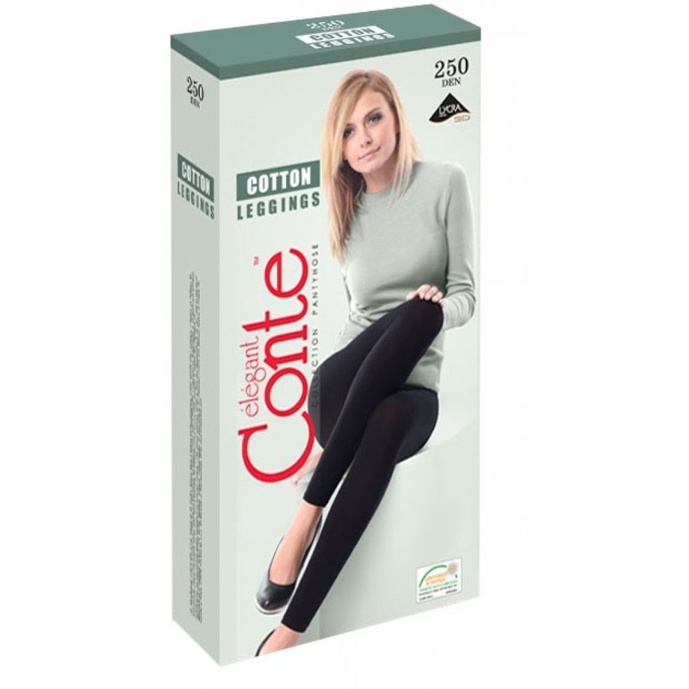 Warm Thick Winter Leggings By Conte 100% Cotton NWT Blk 250 Den NWT